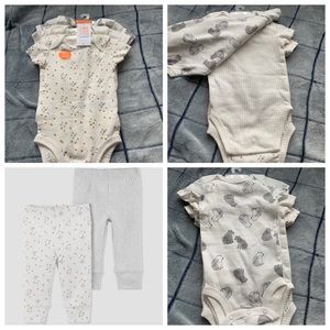 🍒🍒 Set of 3 onesies and 2 pants, 0-3 months, gender neutral, boy, girl